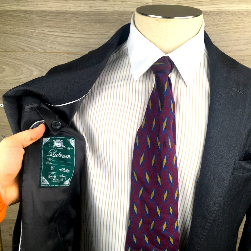 Lubiam x Vitale Barberis Canônico Men 42R Unstructured Herringbone 2-Button Coat